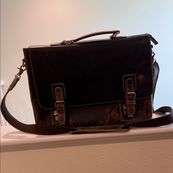 Vintage Brown Leather Messenger Bag